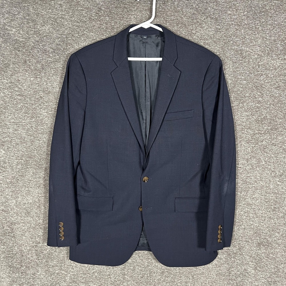 J.Crew Voyager‎ Thompson Suit Jacket Mens 40R Navy Wool Two Button Notch Lapel
